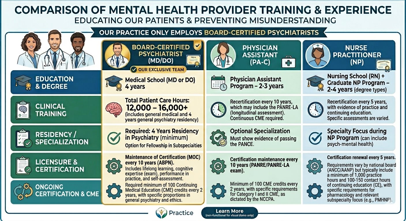Comparison of mental health provider training and experience